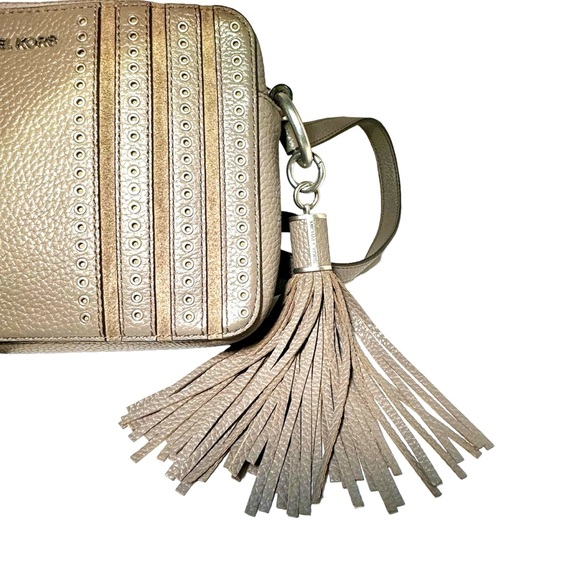 NWOT Michael Kors | Brooklyn Leather Mini Grommets Crossbody Bag, Cinder Taupe - Picture 8 of 12